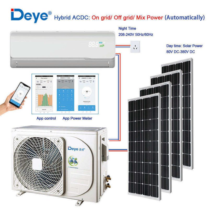 540m3/H 12000btu Hybrid AC DC Solar Panel Air Conditioner For Home